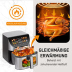 8-Liter-Heißluftfritteuse mit Sichtfenster und Backofen
