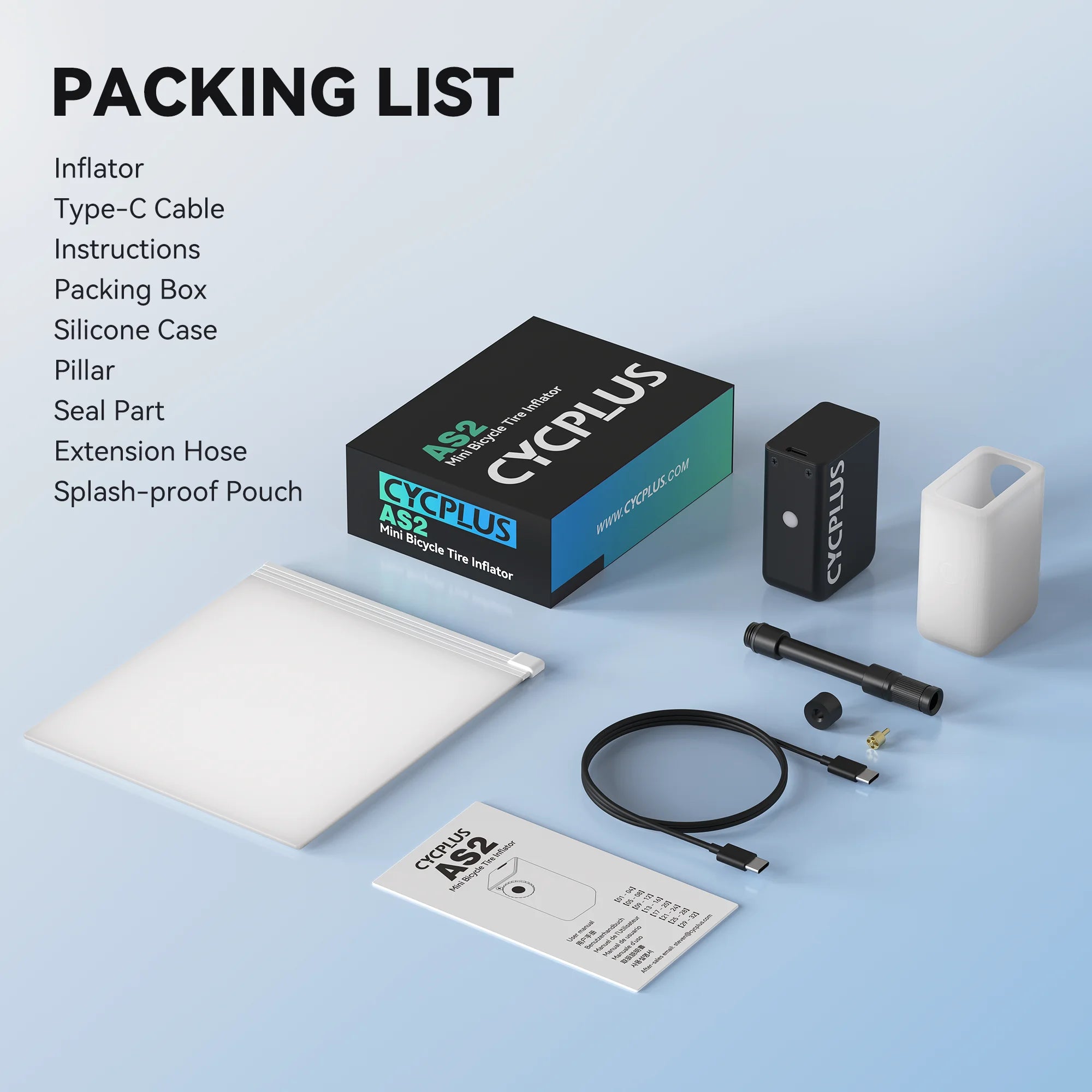 CYCPLUS Mini-Luftpumpe AS2 100 PSI AS2PRO 120 PSI Max elektrischer tragbarer Fahrrad-Inflator-Druckmesser Typ-C-Fahrradreifenkompressor