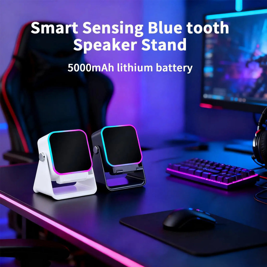 Induktionslautsprecher für Telefon mit leichter faltbarer Station, 10 W, Telefonhalter, kabelloser Ladegerät-Lautsprecher für Zuhause, Büro, Reisen