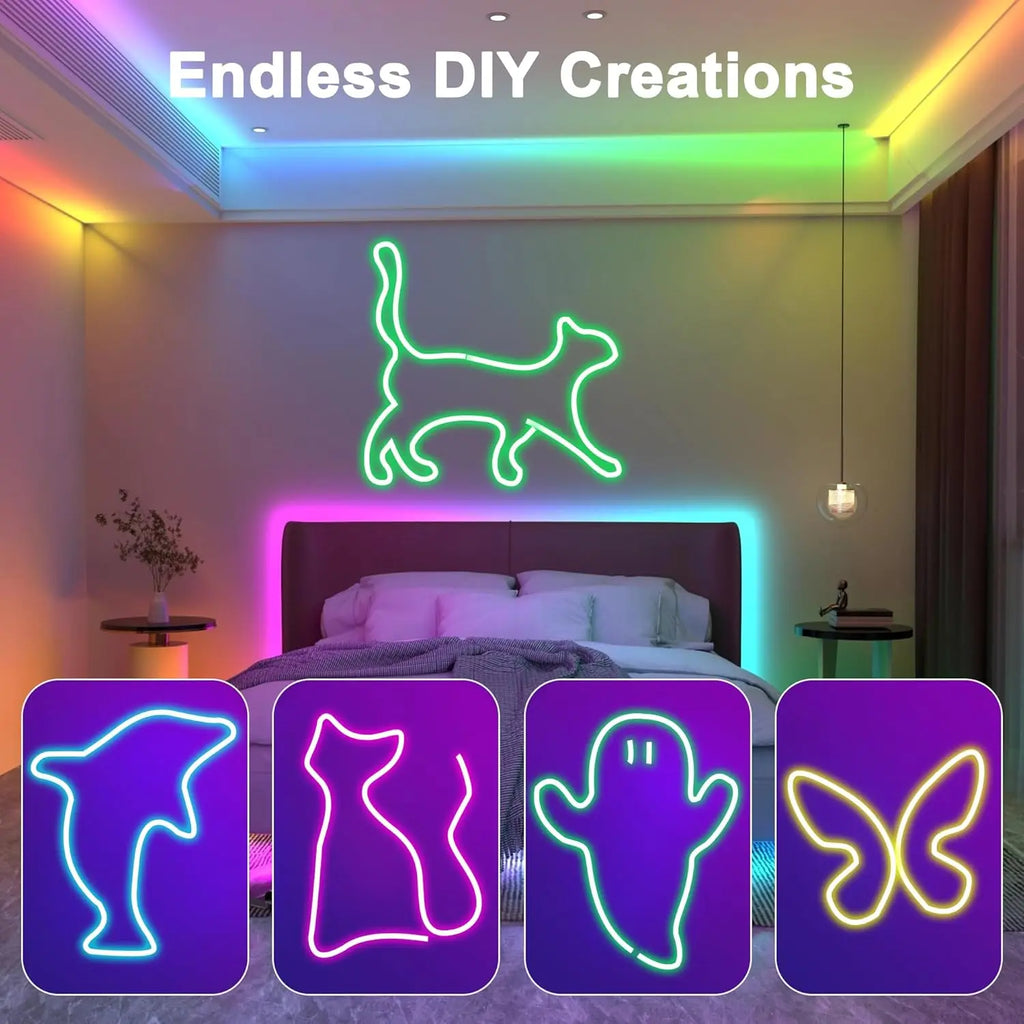 30 m/20 m flexible LED-Neon-Lichterkette mit App/Fernbedienung, IP65-RGB-Lichterkette für den Außenbereich, Musiksynchronisierung für Räume, Pool, Garten
