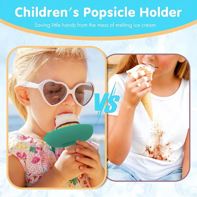 Silikon Eis-am-Stiel-Halter – Tropfschutz, wiederverwendbar, für Kinder, 4 Farben