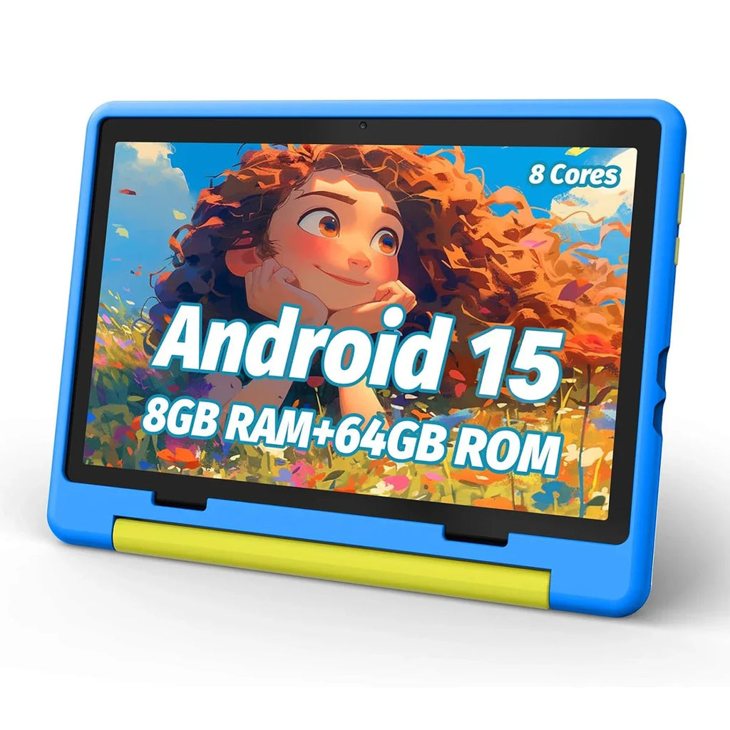 Kinder-Tablet, Android 15 Tablet für Kinder, 10 Zoll, 8 GB + 64 GB, 8-adrig, mit Hülle, 1 TB TF, erweiterbar, für Kleinkinder, Kinder, Elternkontrolle