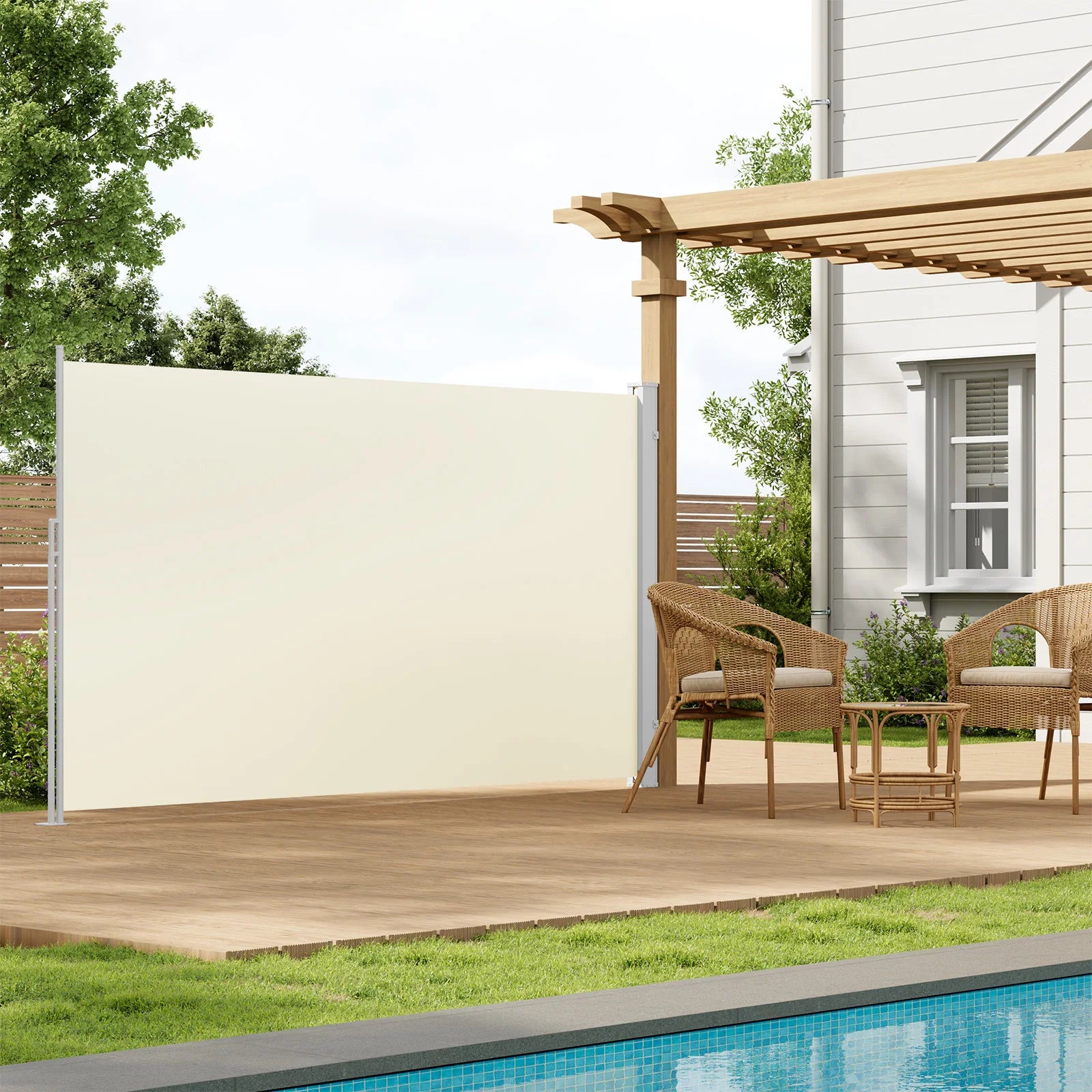 WOLTU Seitenmarkise ausziehbar – 160 oder 180×350cm, Aluminium, UV- & wasserfest, Balkon & Terrasse