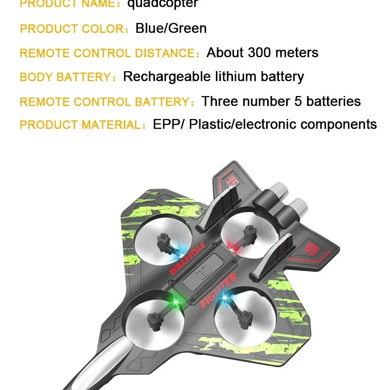 Fernbedienung Flugzeug V17 Jet Fighter Stunt Rc Flugzeug 360 °   Kreisendes ferngesteuertes Kampfflugzeug-Modellspielzeug mit LED-Leuchten