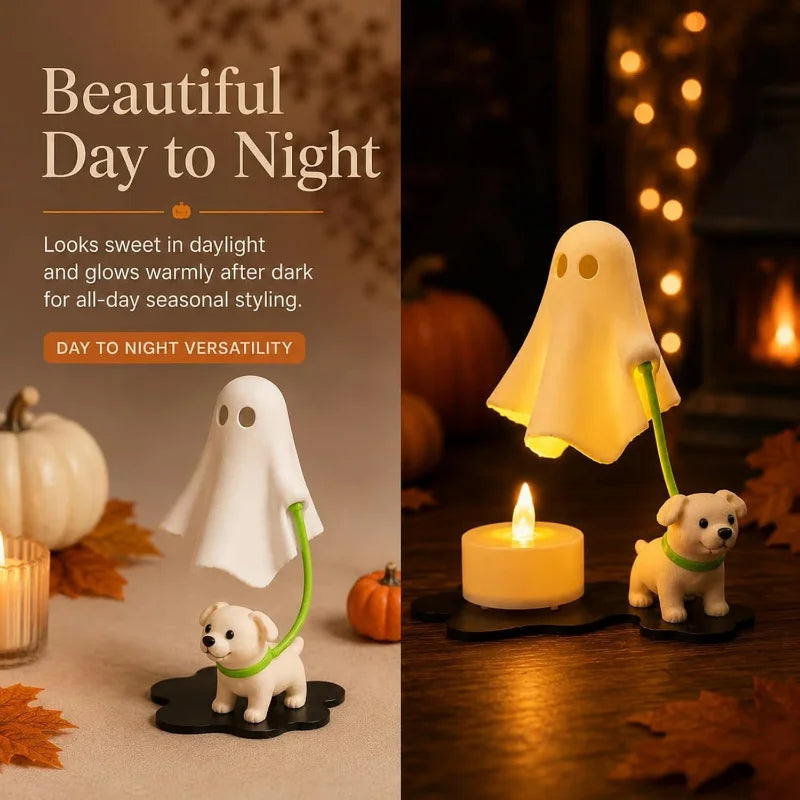 Halloween Geist-Hund-Figur in Weiß, 3D-gedruckte Tischdeko