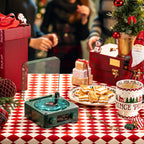 Retro Plattenspieler Lautsprecher mit weißem Rauschen, kabelloser Bluetooth-Schallplattenspieler, Stereo-Sound, RGB-Projektion, Lampeneffekt