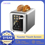 OMESER Küche Edelstahl Zwei Scheiben Toaster Touchscreen Hause Automatische Brot Toaster Frühstück Maschine 6 Bräunungsstufen