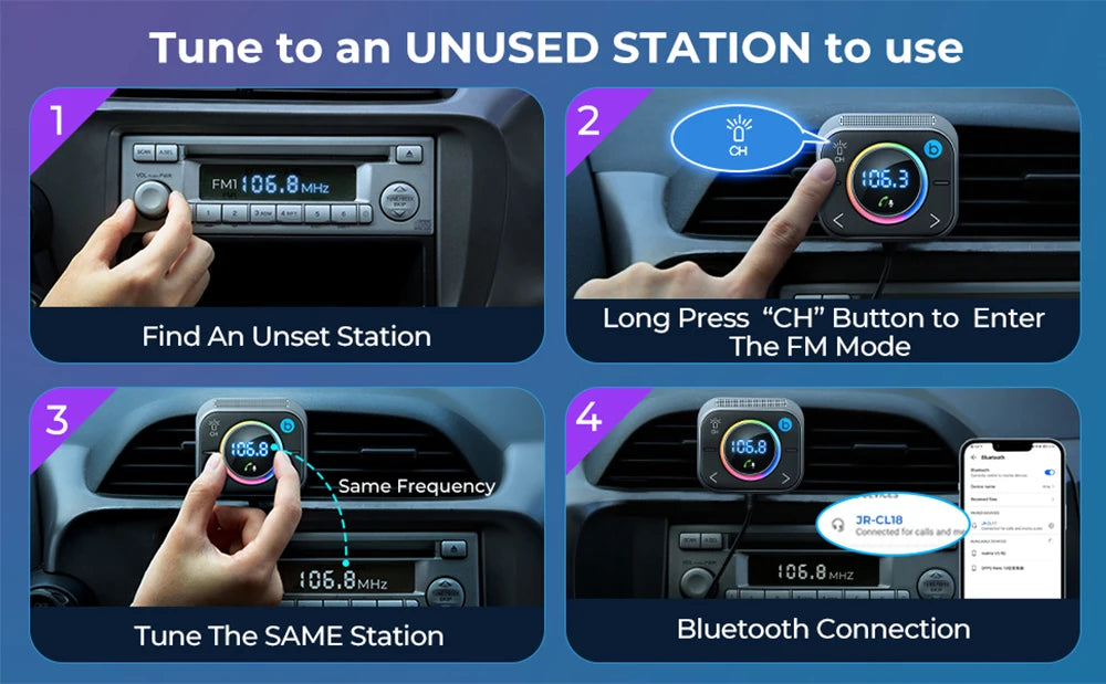 Joyroom auto bluetooth 5,3 fm/aux sender auto adapter freihändig anrufen 3 schnell la deans chlüsse sender ladegerät pd qc 3,0