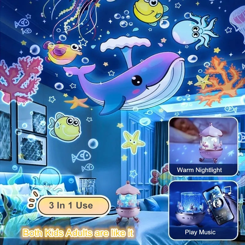 Sternprojektor für Kinder, 12 Filme, Sternlichter für Deckenprojektor, Baby-Nachtlampe mit Bluetooth-Lautsprecher, exquisite Geschenke