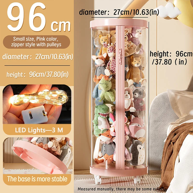 Transparente Puppe Lagerung Box Plüsch Spielzeug Organisation Spielzeug Lagerung Rohr DIY Zipper Bins Kind Weihnachten Geschenk kinder Spielzeug Organizer