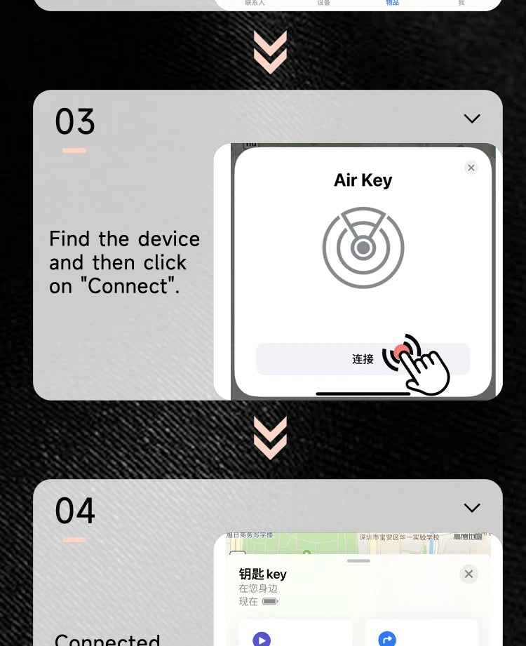 Schlüssel-Organizer funktioniert mit Apple Find My, integrierten Airtag-Chips, fasst 2–6 Schlüssel, Auto-Schlüsselanhänger mit GPS-Tracker, (nur iOS)