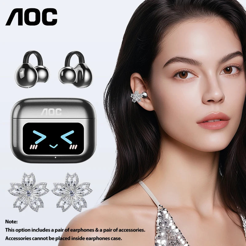 AI-Übersetzungskopfhörer AOC Ohrclip-Ohrhörer OWS Bluetooth Smart LCD-Bildschirm-Touch-Kopfhörer Gaming Wireless Sport Headset 3521