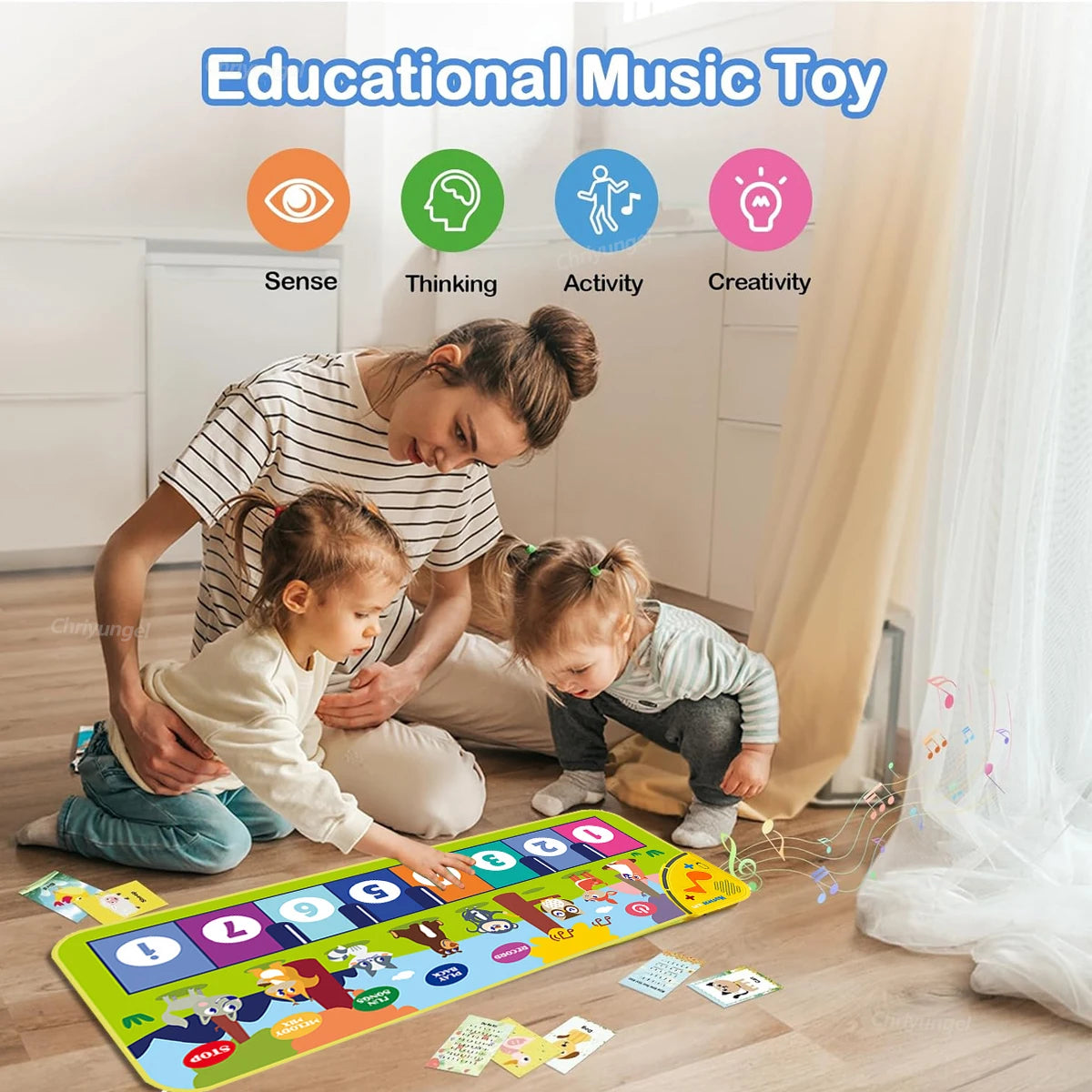 Klaviermatte für Kinder, Kinder, Kleinkinder, Bodentastatur, Tanzmatte, Baby, Fitness, Spielen, Tiermusik, Decke, Instrument, Spielzeug, Mädchen, Jungen, Geschenk