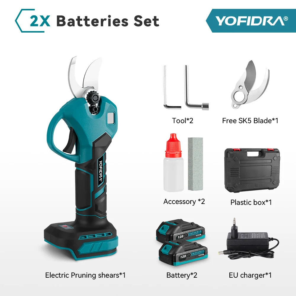 YOFIDRA 30 MM Bürstenlose Scheren Schere 2 Gänge Cordless Garten Obst Baum Zweig Beschneiden Power Werkzeuge Für BL1850B 18 V batterie