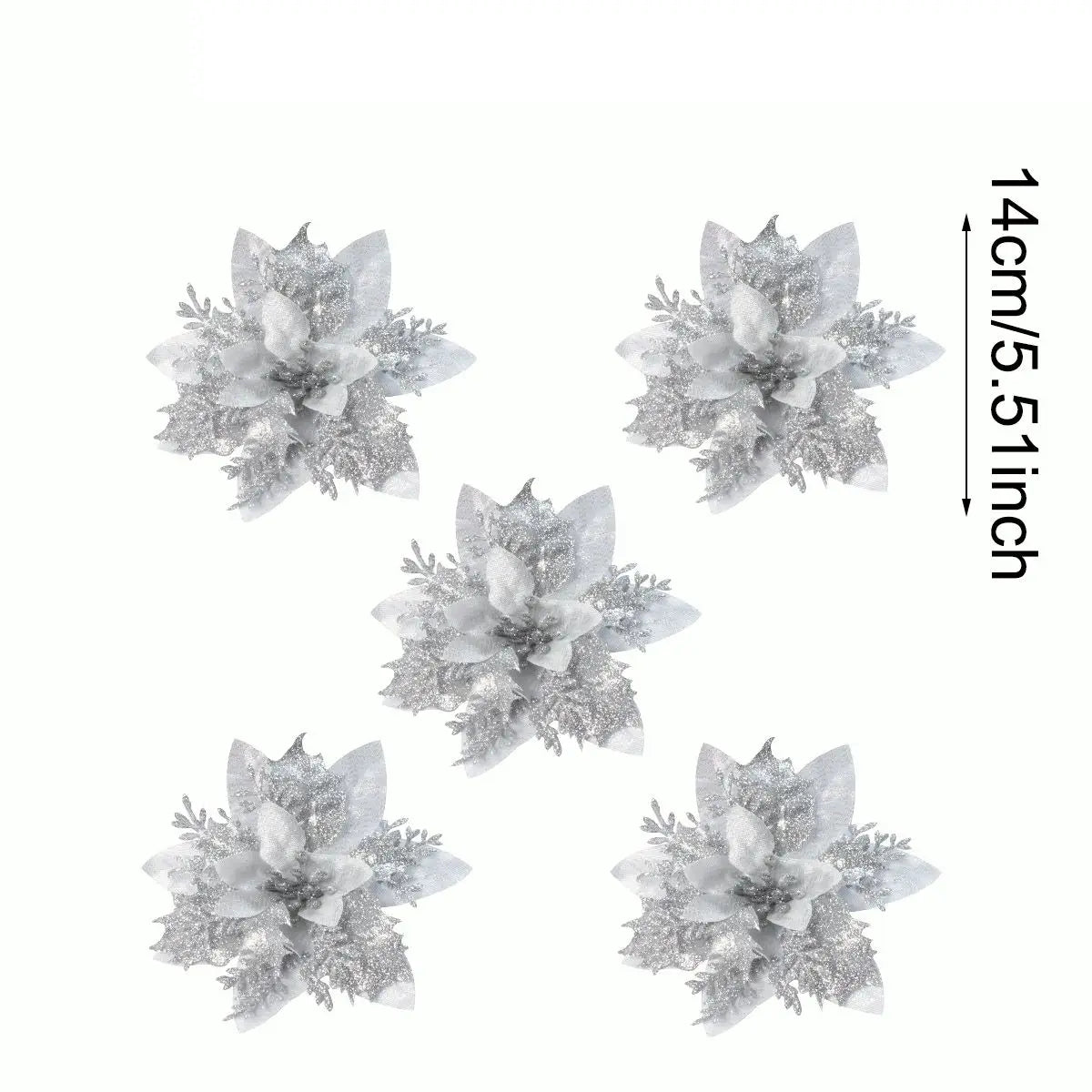 Weihnachts-Glitzerblumen, künstliche Blumen, Weihnachtsbaumschmuck für Zuhause, 2025, Baum-Anhänger, Ornamente, Navidad, Neujahr 2026, Geschenk