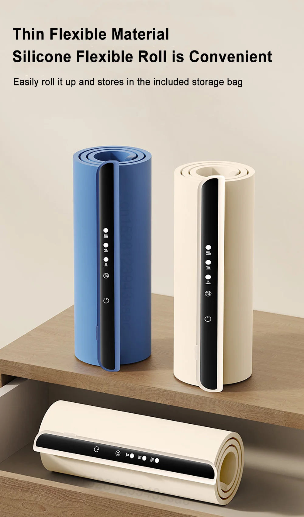 Elektrisches Wärmtablett, Speisenwärmerplatte, faltbar, tragbar, Smart Food, schnelle Erwärmematte, elektrisches Wärmtablett mit 3-Temp-Einstellung