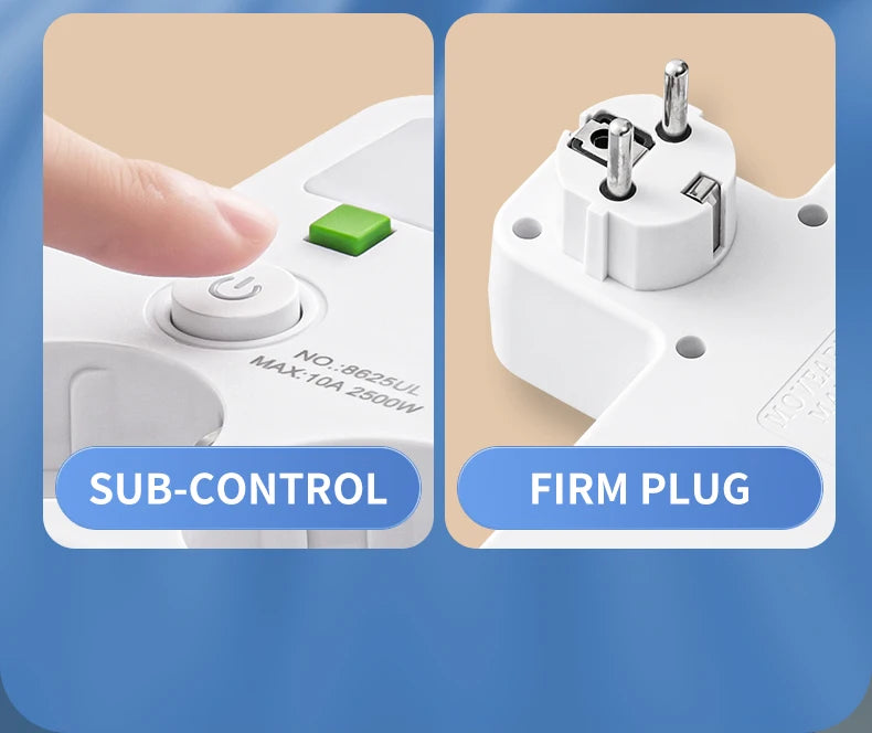 EU-Stecker, Steckdose, 5 Steckdosen, Steckdose, kein Verlängerungskabel, mit oder ohne ihn, USB-Typ-C-Anschlüsse, zwei Spezifikationen