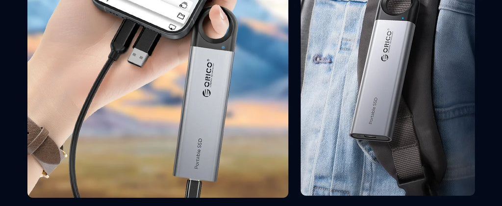 ORICO 1 TB externe SSD bis zu 1050 MB/s Design zum Aufhängen, tragbares Solid-State-Laufwerk, PSSD für Tablets, Laptops, C10