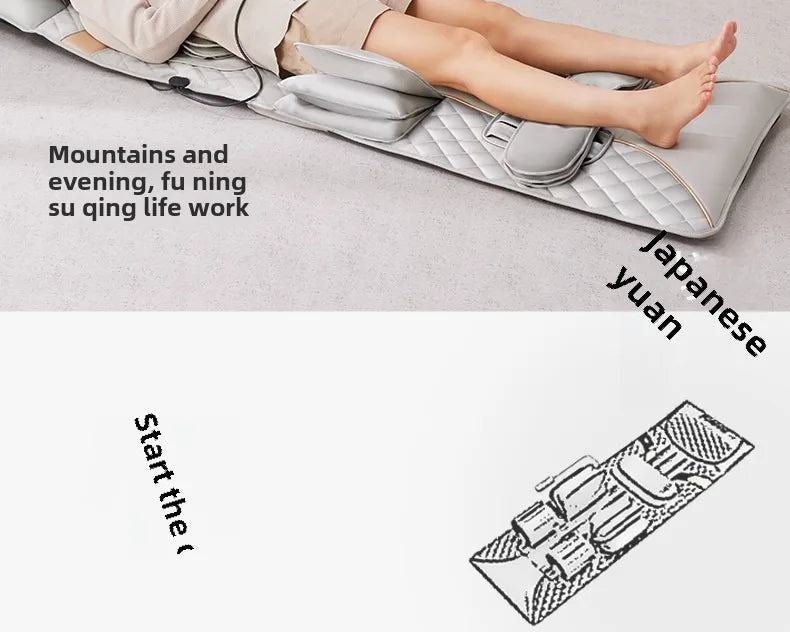 Ganzkörper-Massagematte mit Airbags, Dehnungsheizung, 3D-Entspannung der Lendenwirbelsäule, Rückenmassagegerät, PU-Leder, tragbar und tragbar