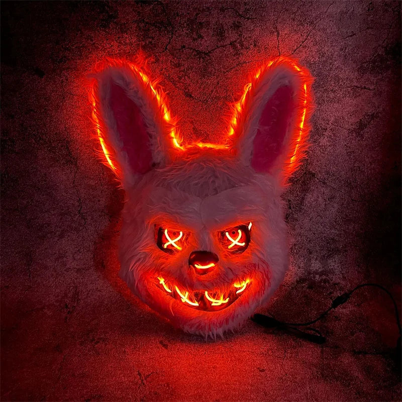 LED-Tiermaske Halloween – Leuchtende Hasen- & Bärmaske für Karneval & Cosplay