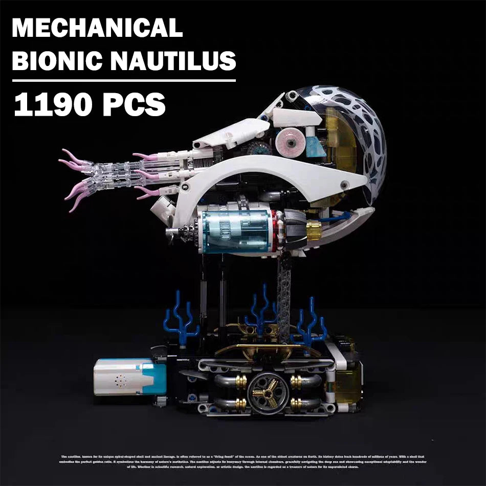 1190 PCS MOC Mechanische Bionic Nautilus Modell Bausteine Motor Set Meerestiere Kreaturen Montage Ziegel Spielzeug für Kinder Geschenk