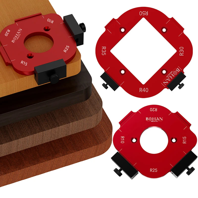 4-in-1-Positionierungsschablone für Bogenwinkel, Fräservorlagen R10-R50, Holzbearbeitungsradius, Jig-Eckenradius, wiederverwendbare Positionierungswerkzeuge
