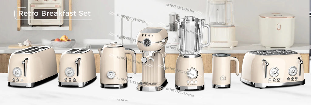 Kaffeemaschine Haushaltsgeräte Set Retro Toaster Edelstahl Elektrische Kaffeemaschine und Toaster Set