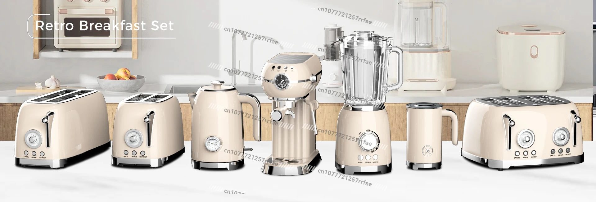 Kaffeemaschine Haushaltsgeräte Set Retro Toaster Edelstahl Elektrische Kaffeemaschine und Toaster Set