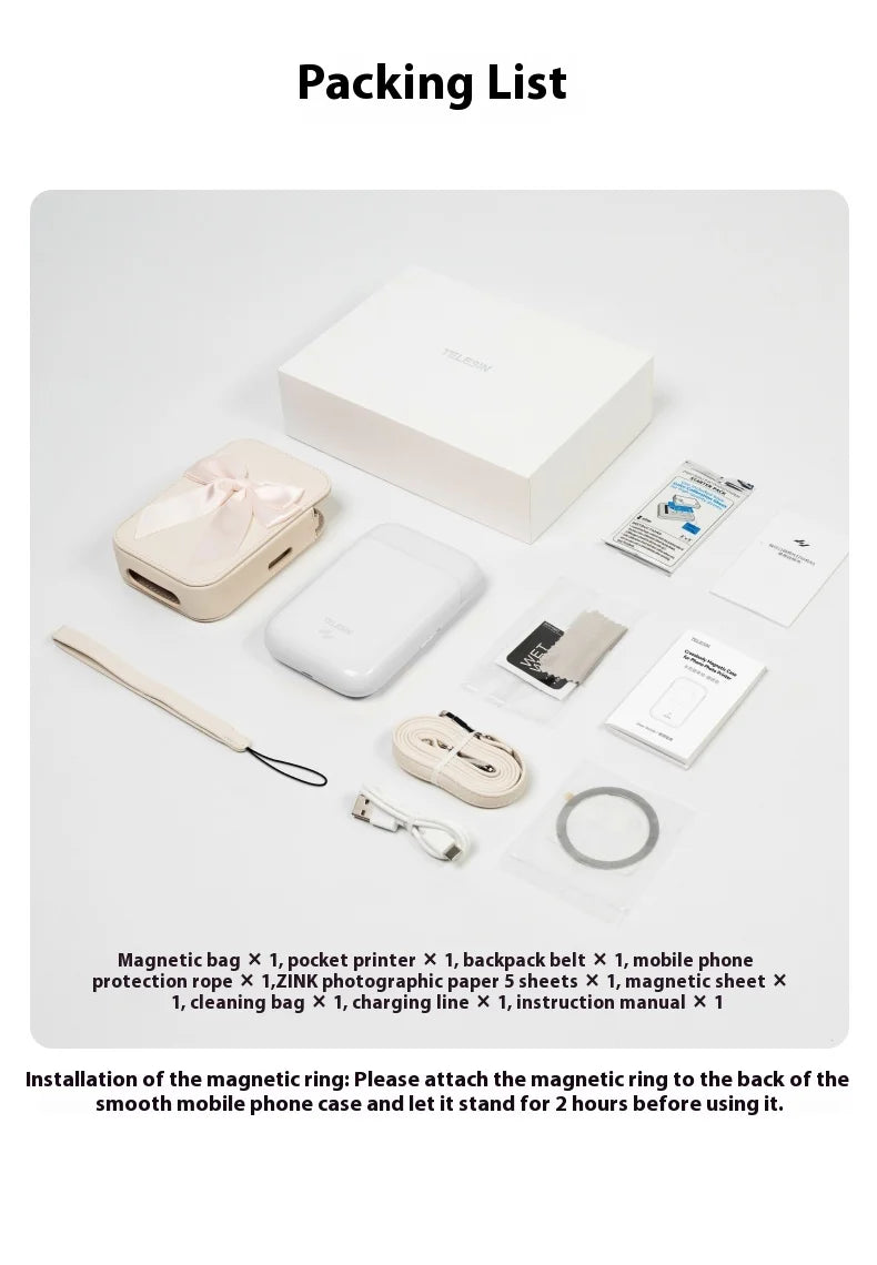 TELESIN LIENE Mini-Fotodrucker Zink, tintenfrei, 300 dpi, kabellos, Bluetooth, tragbarer Foto-Waschautomat mit APP für selbstgemachte Bilder und Geschenke