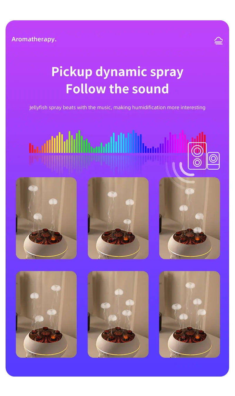 Dynamischer Quallen-Luftbefeuchter, 250 ml, Diffusor für ätherische Öle, Fernbedienung, Schlafzimmer-Luftbefeuchter mit 7 bunten Nachtlichtern