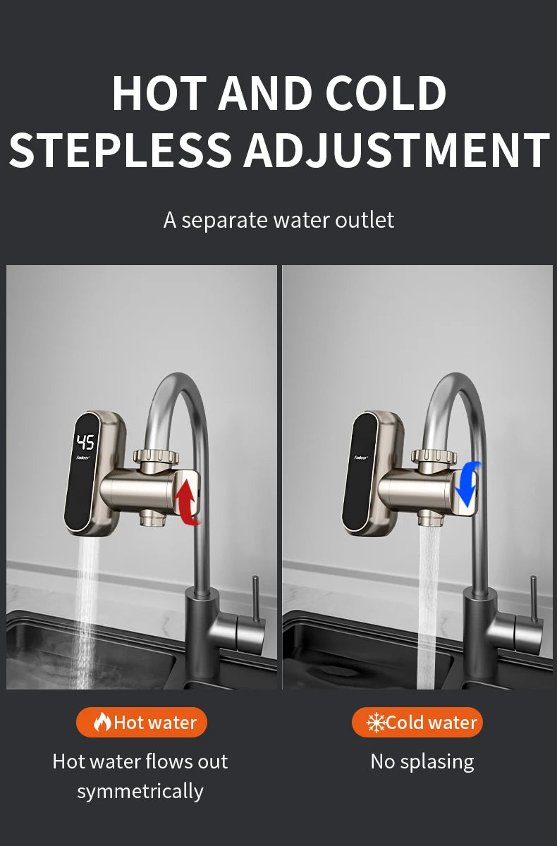 Fudeer 3400 W 220 V Elektrische Küche Warmwasserbereiter Wasserhahn Instant Hot Edelstahl Wasserhahn Heizung Kaltheizung Wasserhahn