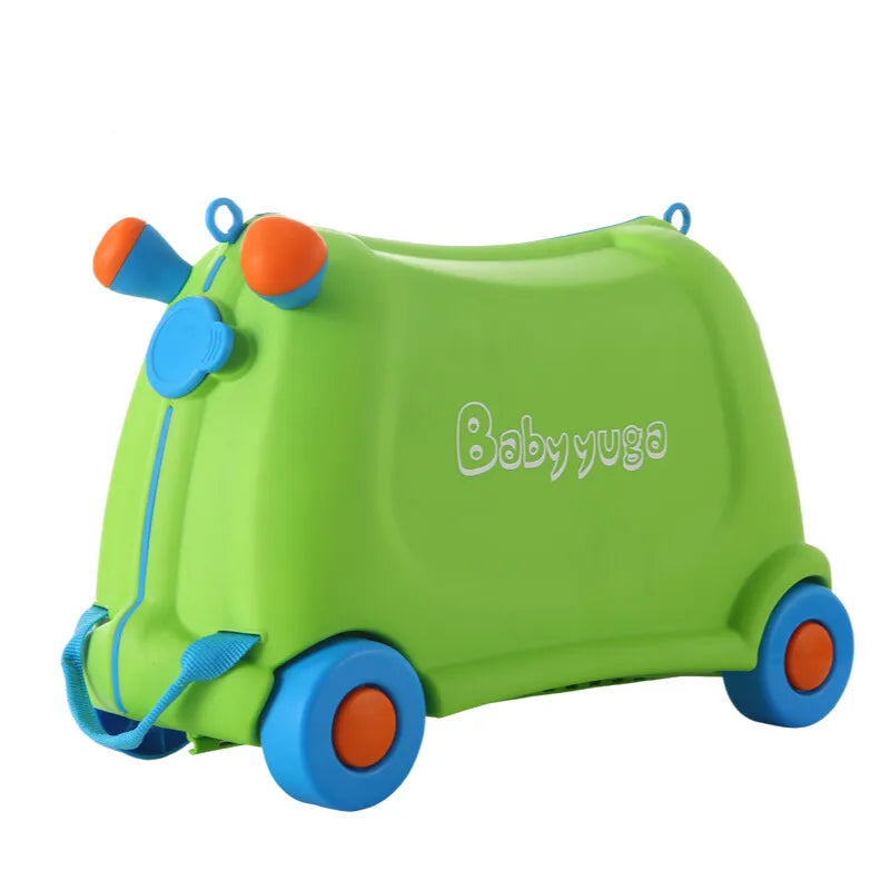 Ride-On Kindergepäck mit geräuschlosen Rädern, Cartoon-Aufbewahrungsbox, Spielzeugkoffer, stapelbares Design für Zuhause/Reisen (Jungen/Mädchen)