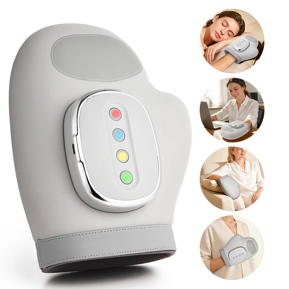 Elektrischer Handmassager mit Luftkompression – 5 Stufen, Wärmefunktion, Vibration, CE