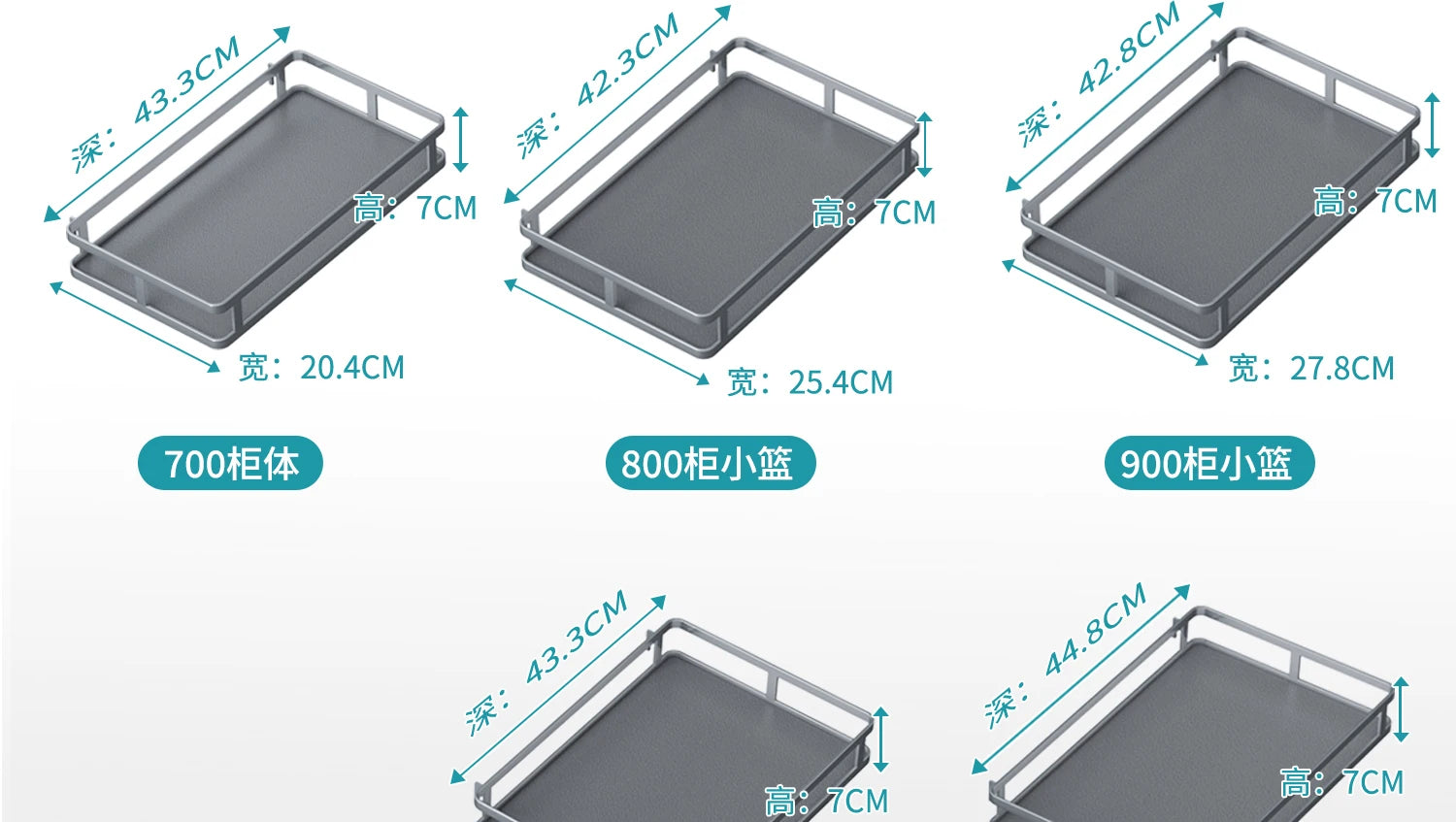 Eckkorb, Küchenschrank, komplett ausziehbar, Aufbewahrungsregal mit zwei Schubladen, Eckkorb