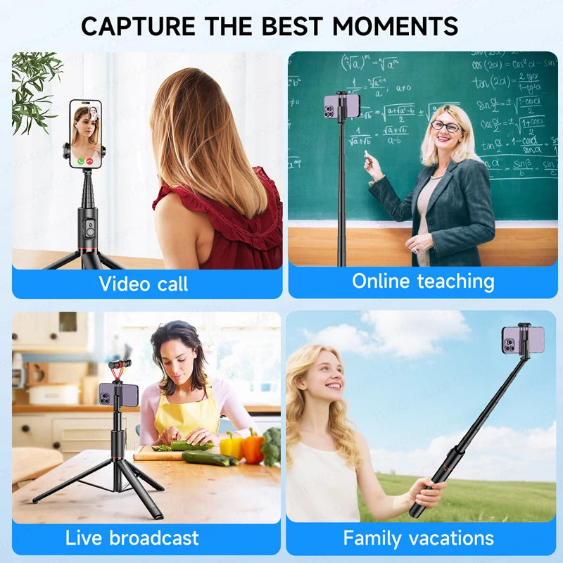 TOKQI C10 Selfie Stick Stativ – 1,83m / 72 Zoll, Bluetooth, Aluminium | iPhone & Android