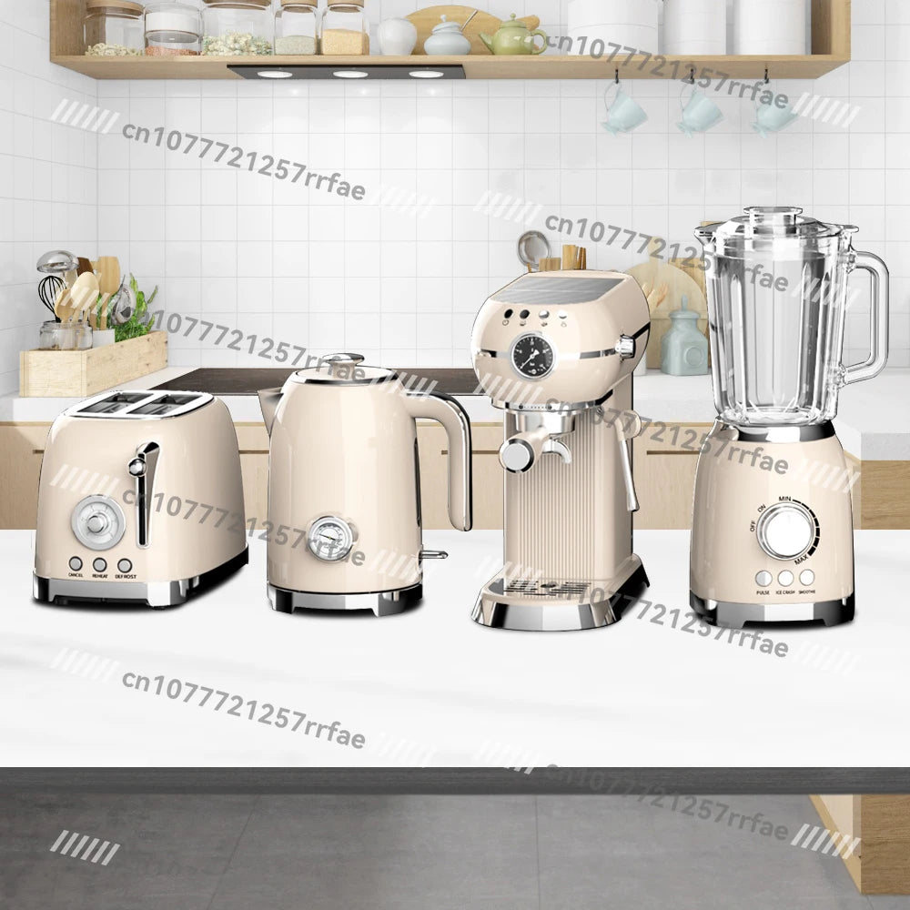 Kaffeemaschine Haushaltsgeräte Set Retro Toaster Edelstahl Elektrische Kaffeemaschine und Toaster Set