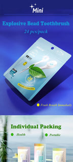 Mini-Zahnbürste mit Mund, Lufterfrischer, Perlen, Zahnstocher und Zungenschaber, 4-in-1, zum Entfernen von Mundgeruch, tragbares Mundpflege-Werkzeug, 1/20/24 Stück