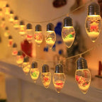 10/20 LED Weihnachten Schneeball Klare Glühbirne Lichterketten Mit Weihnachten Santa Claus Schneemann Baum Geschenke Mix Batterie Betrieben Licht