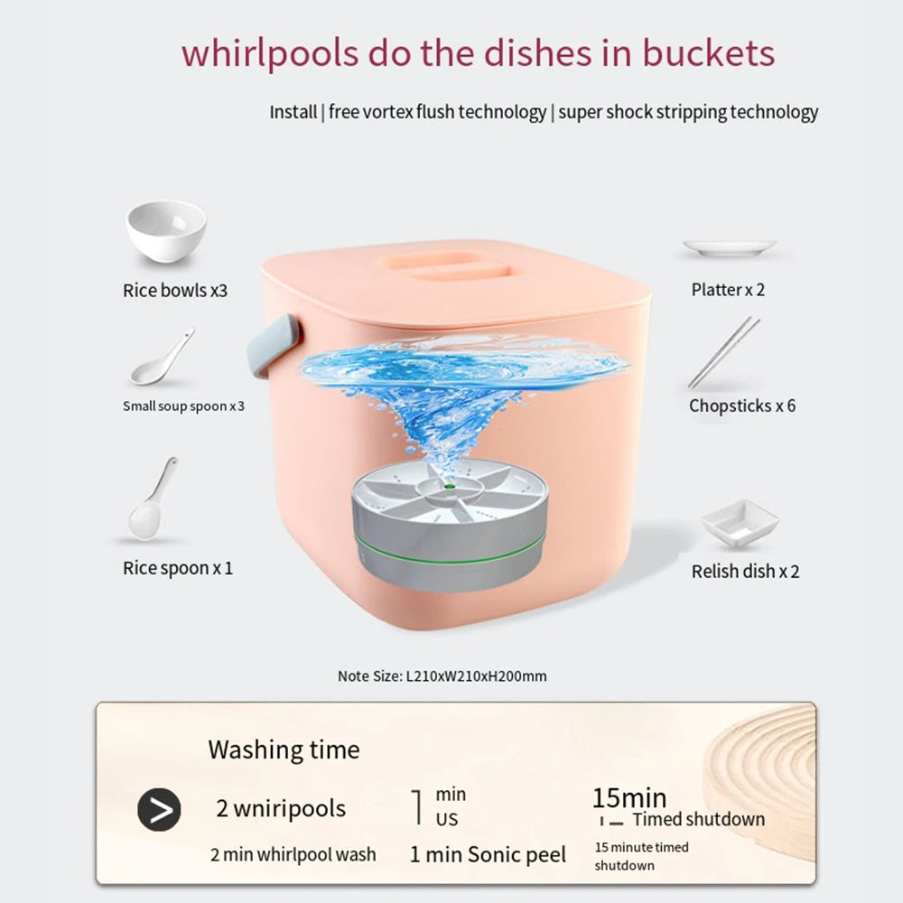 Drahtlose Mini-Geschirrspüler für die Küche, USB-Ultraschallspüle, Obst- und Gemüse-Geschirrspüler, elektrische tragbare Waschmaschinen, Singapur Diego Diego