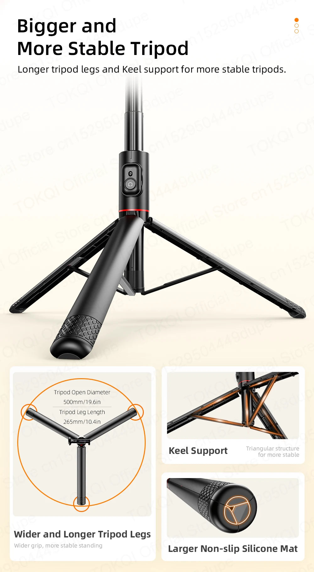 TOKQI C10 Selfie Stick Stativ – 1,83m / 72 Zoll, Bluetooth, Aluminium | iPhone & Android