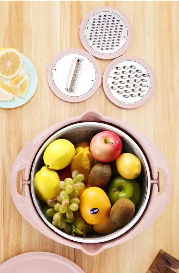 YTYIN Edelstahl-Drehsieb & Abtropfkorb – 31cm, Drehbar, Nachhaltig | Küche | Rosa, Blau, Beige & Grün