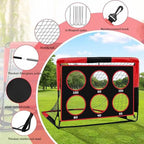 Pop-Up Fußballtor mit Zielscheibe – 122×91cm, faltbar, tragbar, Schwarz/Rot, für Kinder & Garten