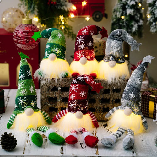 20/30 cm LED Gesichtslose Puppe Elf Zwerg mit Lichtern Weihnachtsdekoration Zuhause Frohe Weihnachten Navidad Kinder Neujahr Geschenk 2025