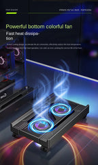 Mobiler PC-Turmständer, verstellbarer Computer-CPU-Halter, Teleskop-Desktop-Ständer, CPU-Wagen mit RGB-Lüfter, Wärmeableitung