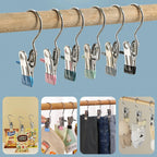 Edelstahl-Wäscheklammern mit Haken (10 Stück) – Kleidungsclips für Kleiderbügel & Schrank
