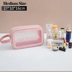 Wasserdichte tragbare Reise-Kulturtasche für Damen, transparent, Make-up-Aufbewahrungstasche, große Kapazität, Kosmetik-Organizer, Schönheitstasche für Damen