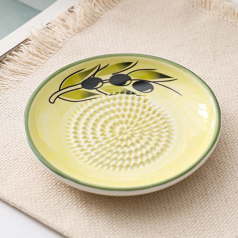 2-in-1 Keramik-Reibe – Ingwer & Knoblauch Reiben | Küchen-Reibeteller rund