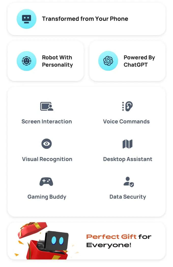 LOOI Roboter Smart Toy Verwandeln Sie das Smartphone in einen Desktop-Roboter. Magnetische mobile KI-Geste, Gesichtserkennung, GPT-Sprachdialog-Spielzeug