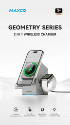 Qi2 3-in-1 Wireless Ladestation 15W – Magnetisch, für iPhone, Apple Watch & AirPods, CE