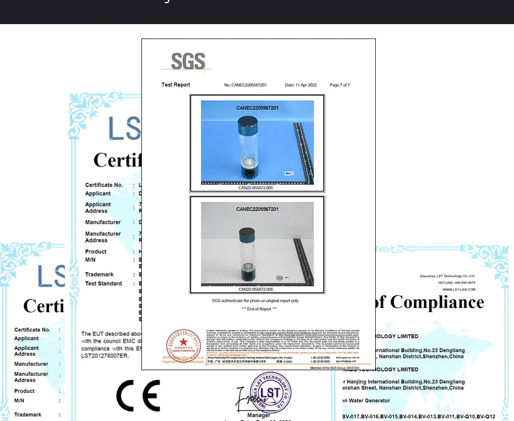 BlueVida Neue Nano-Wasserstoff-Wassergeneratorflasche der 8. Generation DuPont SPE/PEM-Wasserhydrogenator mit H2-Inhalator-Touch-Taste